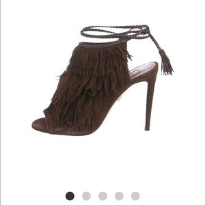 Aquazzura Brown Suede Fringe Silettos